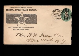 Ligget & Myers Tobacco Saint Louis MO 1888 Violet Stone Mills Bckstamp Cover 5g - Picture 1 of 2