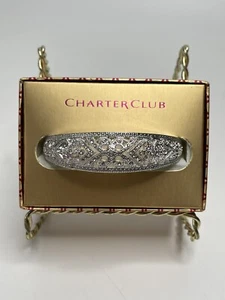 CHARTER CLUB Klapp Armreif Armband Neu Silber Klar Österreichische Kristalle - Bild 1 von 5