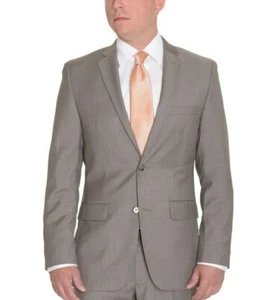 Alfani RED Slim Fit Solid Khaki Tan Two Button Wool Blend Mens Blazer Sportcoat - Picture 1 of 4