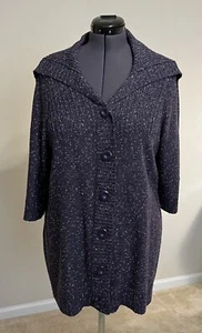 Cárdigan de mujer Catherines púrpura con botones largos talla 0X 14W 16W suéter manga 3/4 - Imagen 1 de 8