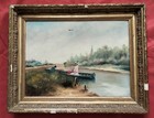 Superbe école Française fin XIX e siècle " élégante dans une barque "