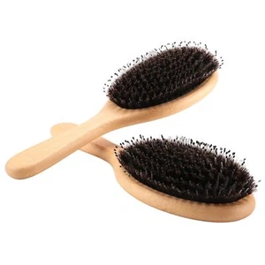 2 Pcs Brush Boar Bristle Hair Brush with Nylon Pins Bamboo Paddle Detangler7423 - Picture 1 of 7