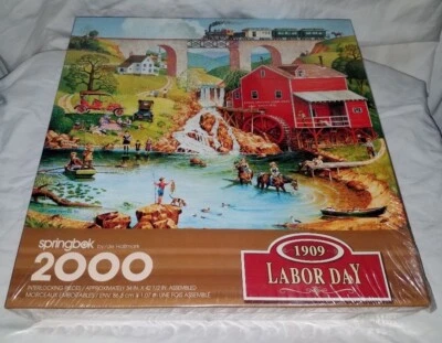 NEW Springbok 1909 Labor Day Puzzle 2000 Pieces Sealed Corn Mill Train Country - Image 1 of 4