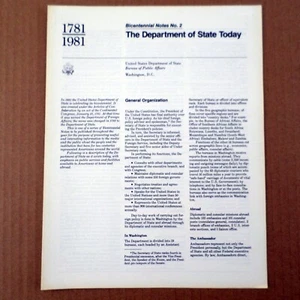 Bicentennial Notes No. 2 The Department of State Today 1981, 8 pages - Picture 1 of 6