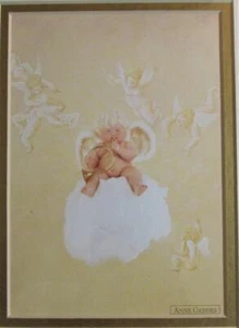 1996 Anne Geddes Professionally Framed Brushed Chrome BABY CHERUB in CLOUD EUC - Picture 1 of 4