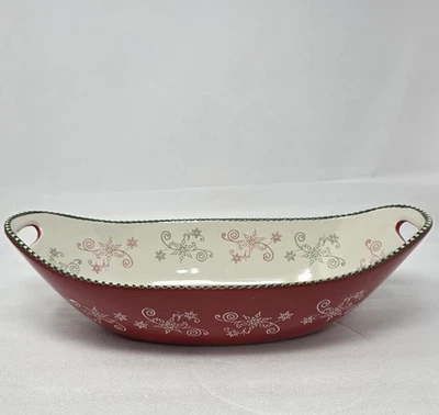 Temptations Rojo Floral Encaje 15.5" Oblongo Horno-Mesa Tazón para Servir con Asas Foto 1 de 4