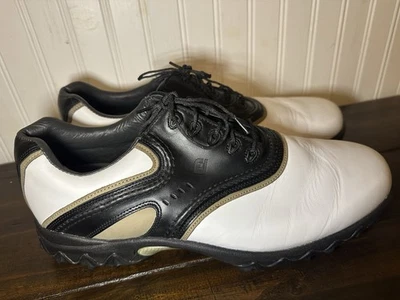 FootJoy Golf Shoes Contour Series #54031 White, Black, Tan Leather Mens 12 - Image 1 of 4