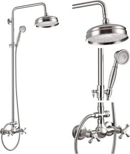 gotonovo Bathroom Exposed Shower Fixture Set 2 Functions 8 Brushed Nickel  - Picture 1 of 9
