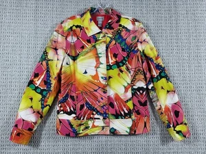 Chicos Jacket Womens Size 1 Butterfly Wings Monarch Spring Art for Wear Colorful - Picture 1 of 12