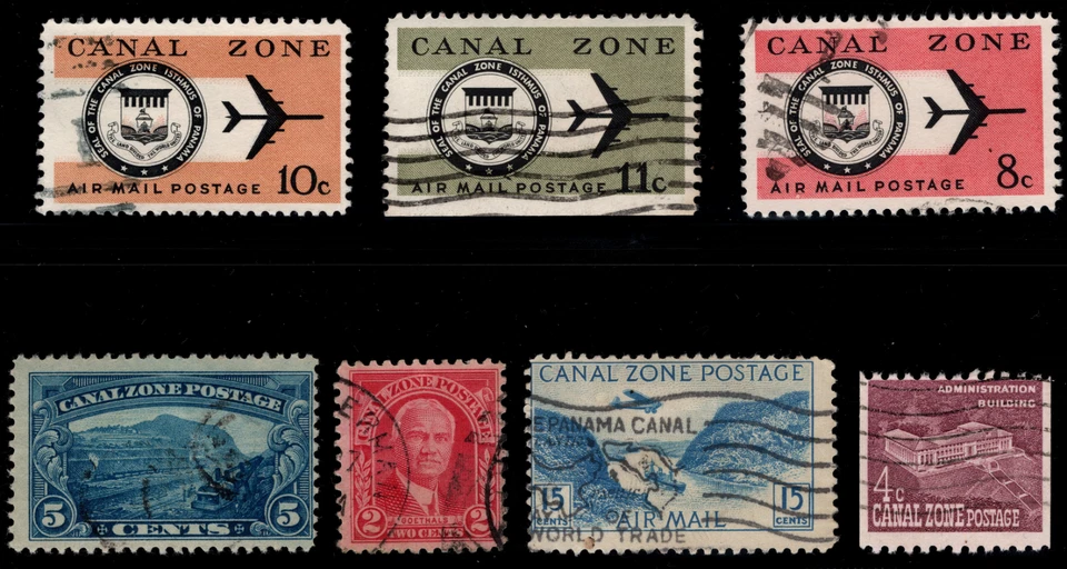 Canal Zone Stamps Small Lot of Postally Used Stamps Includes Airmails - Image 1 of 1