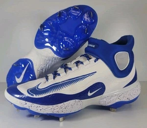 Nike Alpha Huarache Elite 4 Mid Baseball Cleats Mens 13 White Blue FD2744-104 - Picture 1 of 10