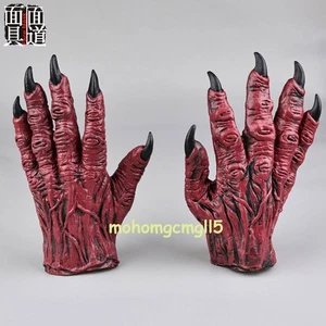 Guantes Monstruo Demonio Rojo Dedos Halloween Fiesta de Navidad Espectáculo de Magia Horror Cos Prop - Imagen 1 de 13