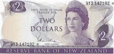 New Zealand $2 QEII 1977-81 Replacement P-164d  UNC MWR-RB9 +Gift! NZREP3 - Image 1 of 3