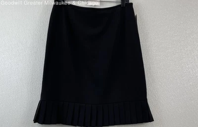 NWT Tahari Arthur S. Levine Black Pleated Ruffle Trim Skirt Women's SZ 10 - Image 1 of 3