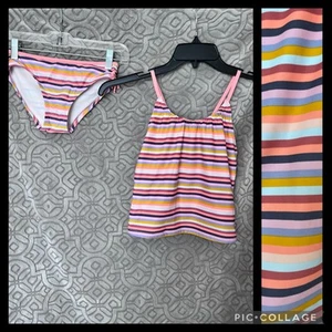 Oshkosh Kids Two Piece Swimsuit - Tankini And Bottoms - Size 10, Large - Stripes - Picture 1 of 9