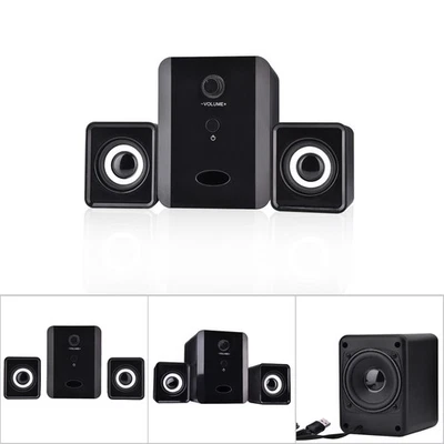 Black Mini USB Wired Combination Speaker Bass Stereo Music Player Subwoofer DW - Image 1 of 4
