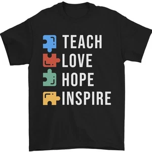 Teach Love Hope Inspire Teaching Teacher Mens T-Shirt 100% Cotton - Picture 1 of 28