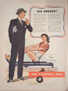 1942 Vintage Hart Schaffner Marx Clothing Suit Print Ad, Lady On Rowing Machine - Picture 1 of 1