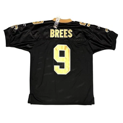 Camiseta deportiva Reebok Drew Brees Saints On Field 50 negra dorada cosida nueva con etiquetas *pequeños defectos Foto 1 de 4