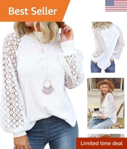 Versatile Lace Long Sleeve Tops - Soft & Breathable - Flattering & Elegant - Picture 1 of 7
