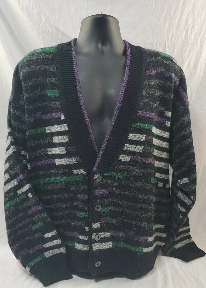 VTG Tundra Bachrach 3D Textured Colorful 4-Button Cardigan Sweater Men's M Cosby - Image 1 of 4