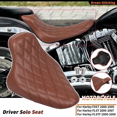 Brown Driver Solo Seat For Harley Heritage Softail FLSTC Fat Boy FLSTF FLST FXST Foto 1 de 4