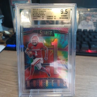 2023 Select Draft Picks Jalen Hurts Select Numbers Prizm Tie Dye /25 BGS 9.5 - Image 1 of 4