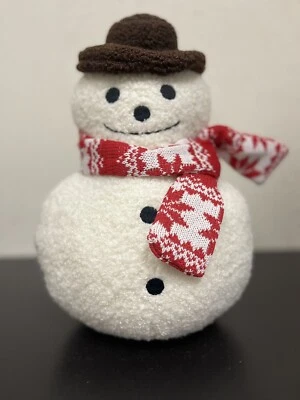 "ALMOHADA CON FORMA DE MUÑECO DE NIEVE RÉPLICA DE GRANERO DE CERÁMICA vacaciones de Navidad 11,5""x9"" nueva con etiquetas" Foto 1 de 4