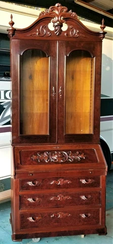 Secretary DESK, M&R, Mitchell & Rammelsberg, Memphis, Figured, Burl Walnut, 9' t Cover