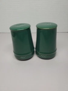 Vtg MCM Hall China Salt and Pepper Shakers Green Luster seawinds by Hall Ray - Picture 1 of 5
