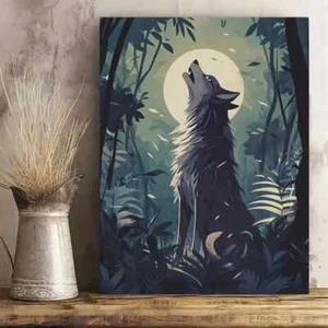 Lienzo de arte de pared Wolf Howling sin marco/enmarcado - Imagen 1 de 7