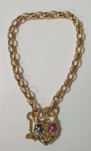 9CT YELLOW GOLD LADIES DIAMOND BELCHER BRACELET SIZE 18CM TDW 0.065 - Picture 1 of 5