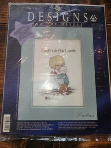 NEW God's Little Lamb Sealed Counted Cross Stitch Kit w/Mat 8"x10" Christian - Bild 1 von 2