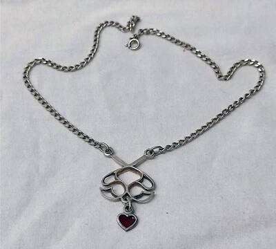 COLLANA CATENINA in MAGLIA con PENDENTE CUORE ARGENTO 800 VINTAGE ANNI 60/70 - Immagine 1 di 4