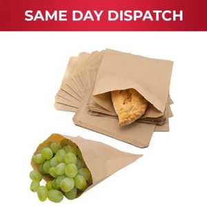 100 x Strung Sulphite Brown Kraft Paper Bags for Food Grocery 12 x 12 in - Picture 1 of 6