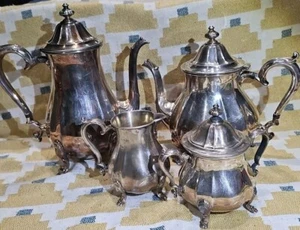 Chippendale Set International Silver Co Coffee Teapot Pitcher Sugar Creamer - Picture 1 of 23