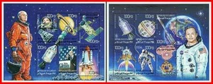 ASTRONAUTA DJIBOUTI 2000 JOHN GLENN & ARMSTRONG en el espacio x2 M/S SC#825-26 montado sin montar o nunca montado - Imagen 1 de 1