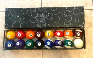 Vintage Billard Pool Kugeln Set 2-1/4 selten ohne Kreise einfarbig inklusive Box - Bild 1 von 5