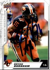 Bryan Burnham Signed 2020 Upper Deck CFL Football card BC Lions