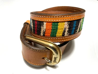 Cinturón de cuero vintage Nocona talla 38 manta india del suroeste tejido HECHO EN TEXAS Foto 1 de 4