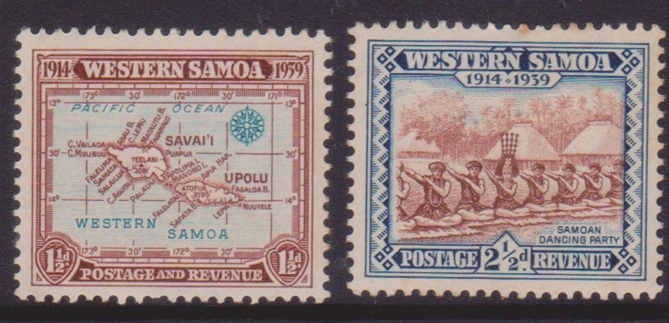 (K40-64) 1930 Samoa 1 1/2d y 2 1/2d franqueo e ingresos MH (BN)  Foto 1 de 1