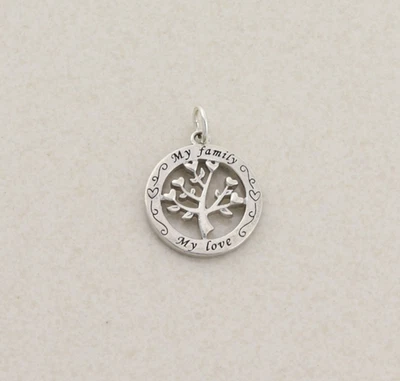 Pingente ou pingente somente prata esterlina My Family My Love Tree 7/8" x 3/4" - Imagem 1 de 4
