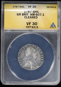 1787 Shil Great Britain George III Silver Shilling ANACS VF 30 Details | KM-607. - Picture 1 of 4