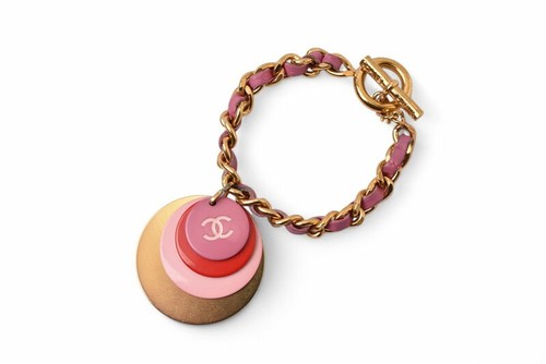 Bracciale Chanel Catena Bracciale CC Coco Mark Rosa Multi Oro 7in