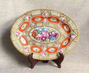 Antiguo c1805 Coalport Ovalado Ornamentado Vibrante Placa Dorada Iglesia Patrón Gresley - Imagen 1 de 23
