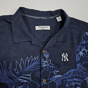 Tommy Bahama New York Yankees Shirt Mens XL Silk Embroidery Navy Blue Floral MLB - Bild 1 von 11