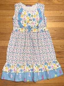 Jelly the Pug Watermelon Pineapple Cherries Fruit & Floral Sally Dress Size 8 - Picture 1 of 5