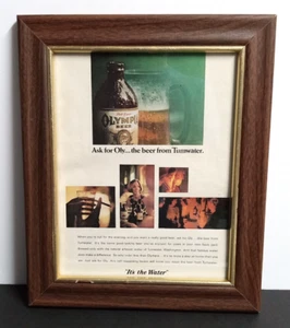 Olympia Brewing Beer Wood Framed Vintage Magazine Cut Print Ad w/ Glass Pane (d) - Picture 1 of 3
