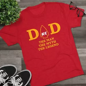 Kansas City Football Dad Unisex Tri-Blend Tee, KC Chiefs Gift for Father's Day - Picture 1 of 7