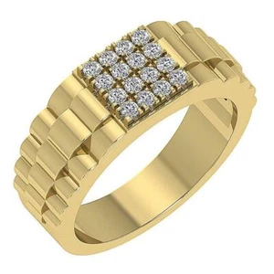 Natural Diamond Designer Mens Ring I1 G 0.50 Ct 14K Solid Gold 9.10 mm Prong Set - Picture 1 of 12